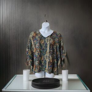 Emery Rose Women's Plus Size 4XL Tunic Top Multicolor Asymmetric  Boho